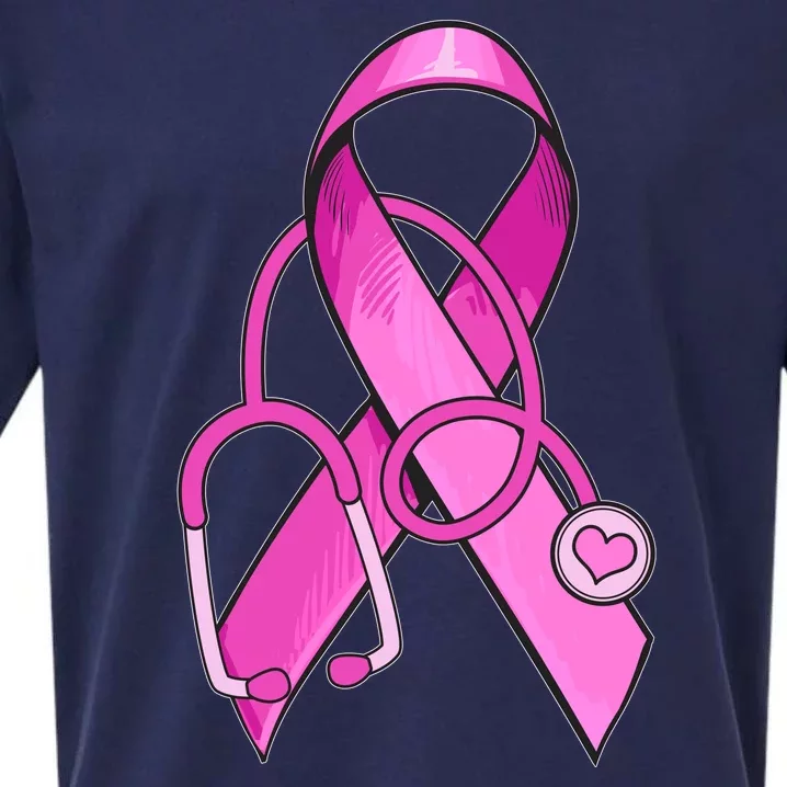 Breast Cancer Awareness Pink Ribbon Stethoscope Sueded Cloud Jersey T-Shirt