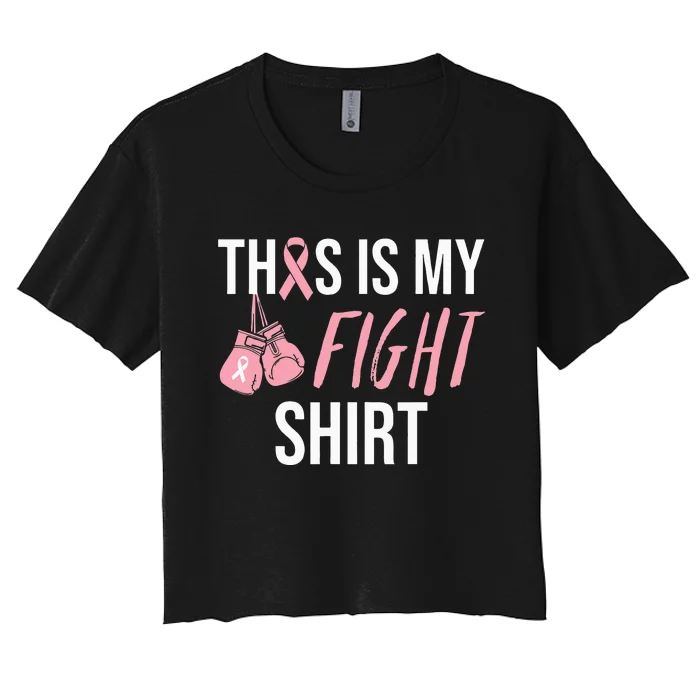 Breast Cancer Awareness Pink Ribbon Mom  Fight Survivor Women's Crop Top Tee