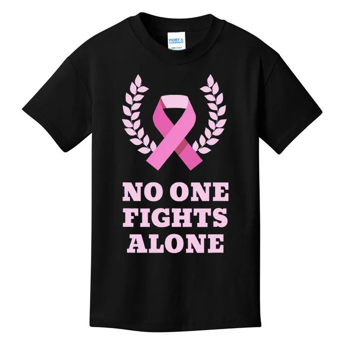 Breast Cancer Awareness Pin.K Ribbon No Ones Fight Alone Kids T-Shirt