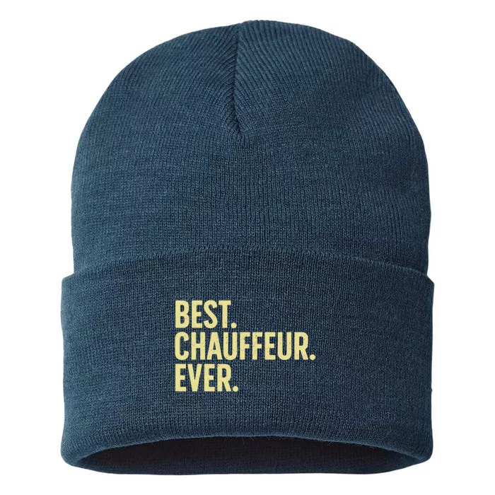 Best Chauffeur Art Dad Job Taxi Limo Driver Sustainable Knit Beanie