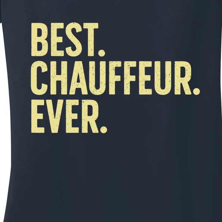 Best Chauffeur Art Dad Job Taxi Limo Driver Women's V-Neck T-Shirt