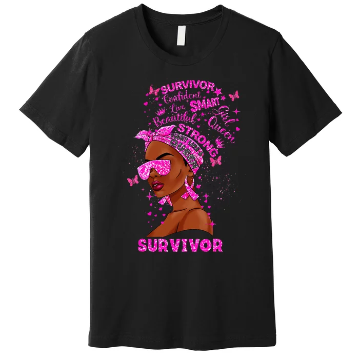 Breast Cancer Awareness Survivor Black Melanin Warrior Premium T-Shirt