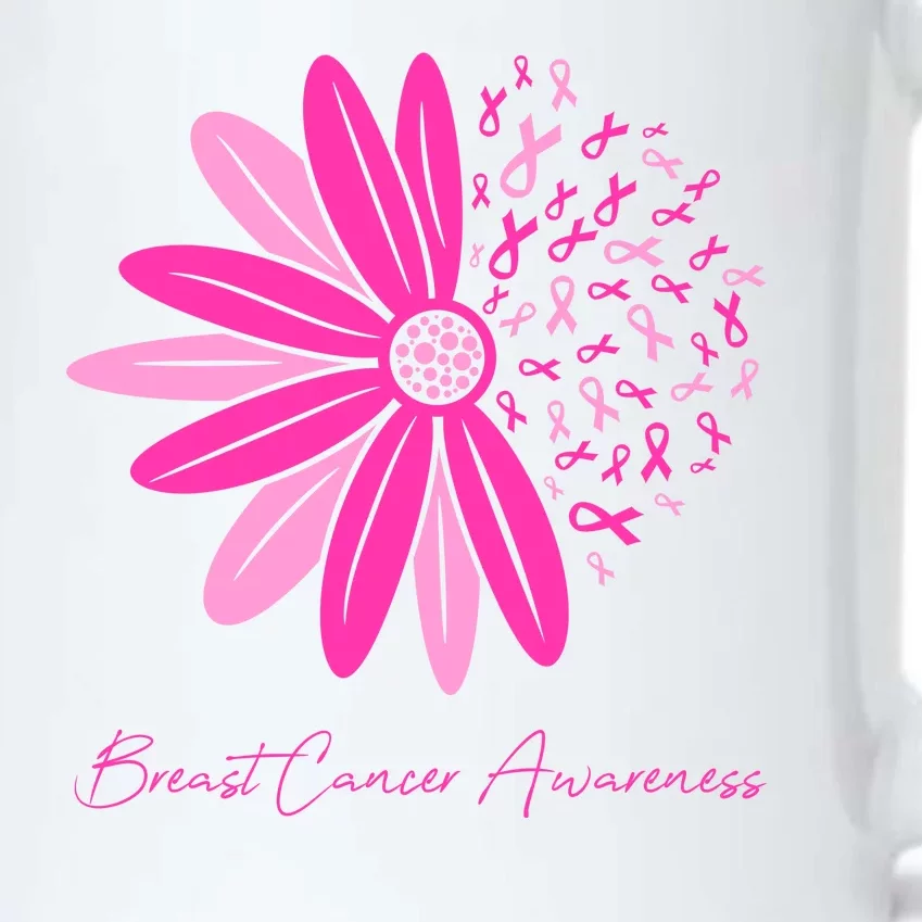 Breast Cancer Awareness Sunflower Ribbon Black Color Changing Mug