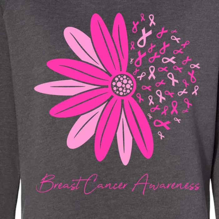 Breast Cancer Awareness Sunflower Ribbon Womens California Wash Sweatshirt