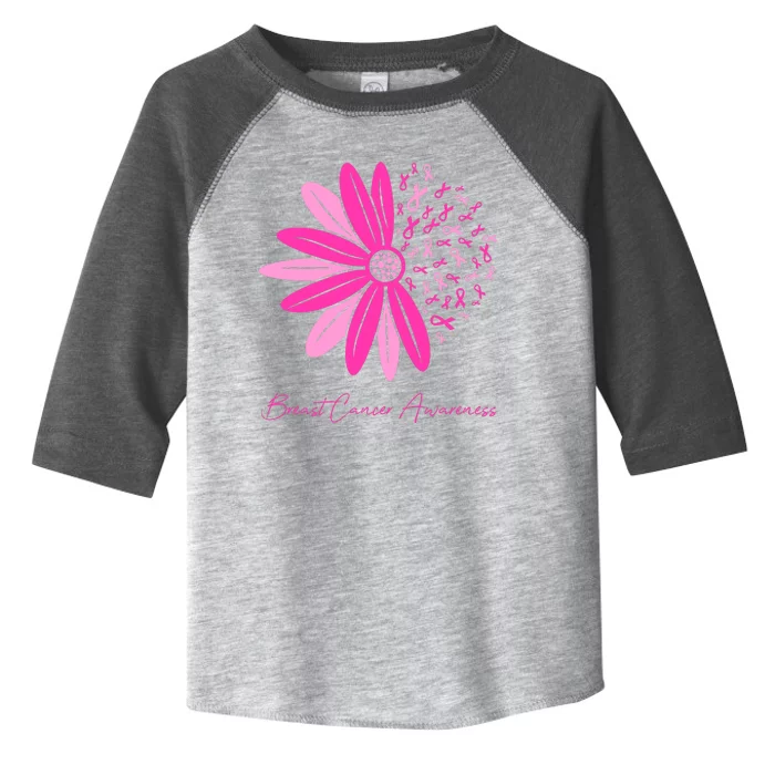 Breast Cancer Awareness Sunflower Ribbon Toddler Fine Jersey T-Shirt