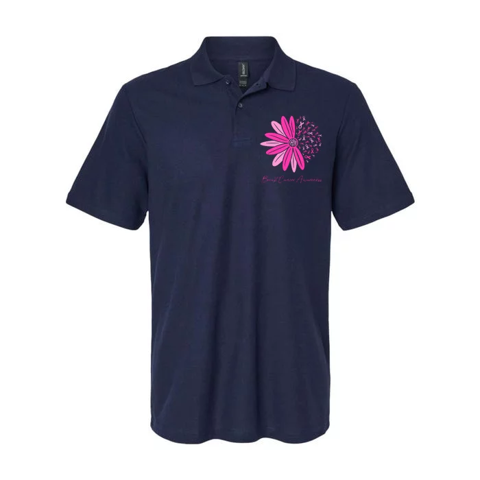 Breast Cancer Awareness Sunflower Ribbon Softstyle Adult Sport Polo