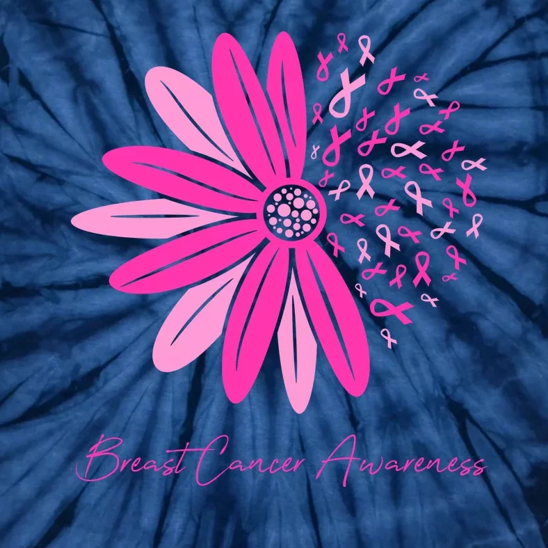 Breast Cancer Awareness Sunflower Ribbon Tie-Dye T-Shirt