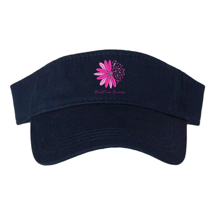 Breast Cancer Awareness Sunflower Ribbon Valucap Bio-Washed Visor