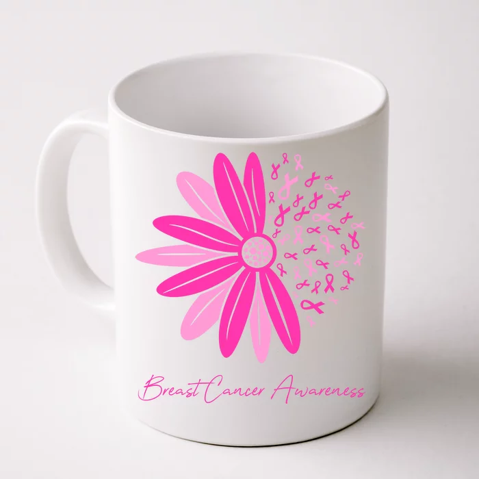 Breast Cancer Awareness Sunflower Ribbon Front & Back Coffee Mug