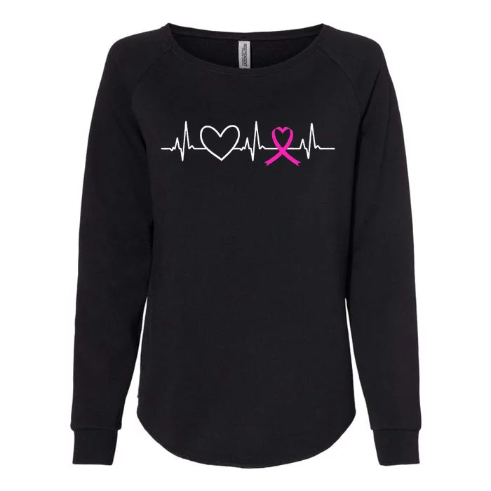 Breast Cancer Awareness Month Ribbon Heartbeat Womens California Wash Sweatshirt