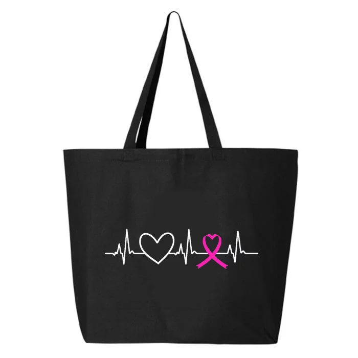 Breast Cancer Awareness Month Ribbon Heartbeat 25L Jumbo Tote