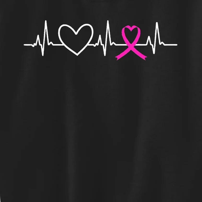 Breast Cancer Awareness Month Ribbon Heartbeat Kids Sweatshirt