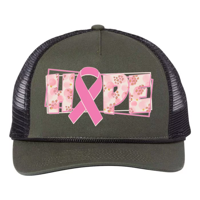 Breast Cancer Awareness Hope Leopard Print Retro Rope Trucker Hat Cap