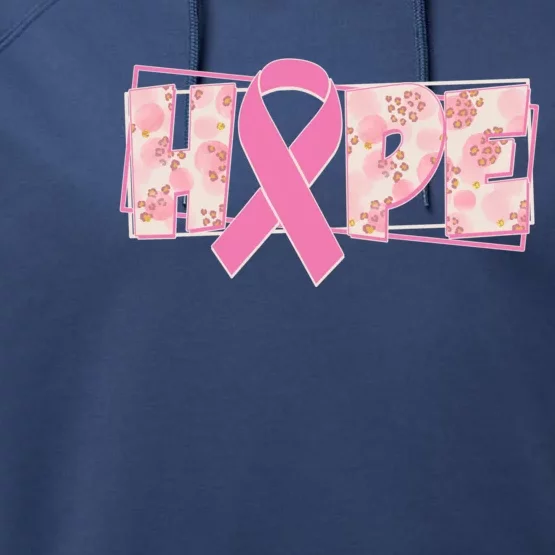 Breast Cancer Awareness Hope Leopard Print Performance Fleece Hoodie