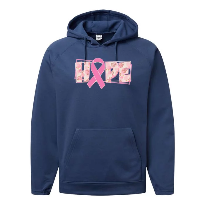 Breast Cancer Awareness Hope Leopard Print Performance Fleece Hoodie