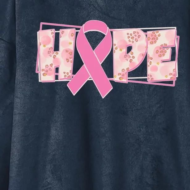 Breast Cancer Awareness Hope Leopard Print Hooded Wearable Blanket