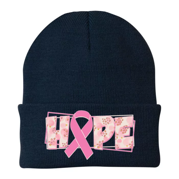 Breast Cancer Awareness Hope Leopard Print Knit Cap Winter Beanie