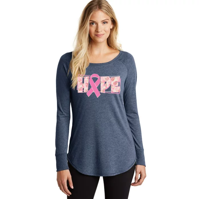 Breast Cancer Awareness Hope Leopard Print Women's Perfect Tri Tunic Long Sleeve Shirt