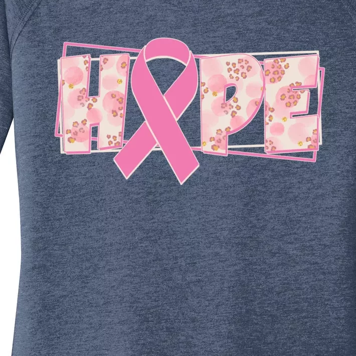 Breast Cancer Awareness Hope Leopard Print Women's Perfect Tri Tunic Long Sleeve Shirt