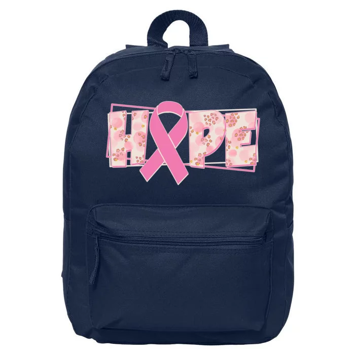 Breast Cancer Awareness Hope Leopard Print 16 in Basic Backpack