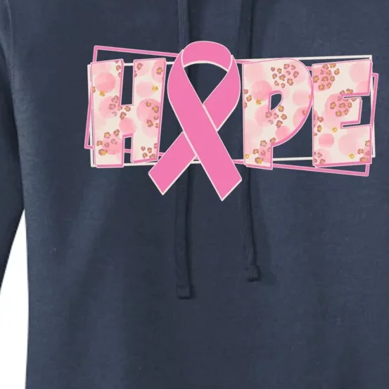 Breast Cancer Awareness Hope Leopard Print Women's Pullover Hoodie