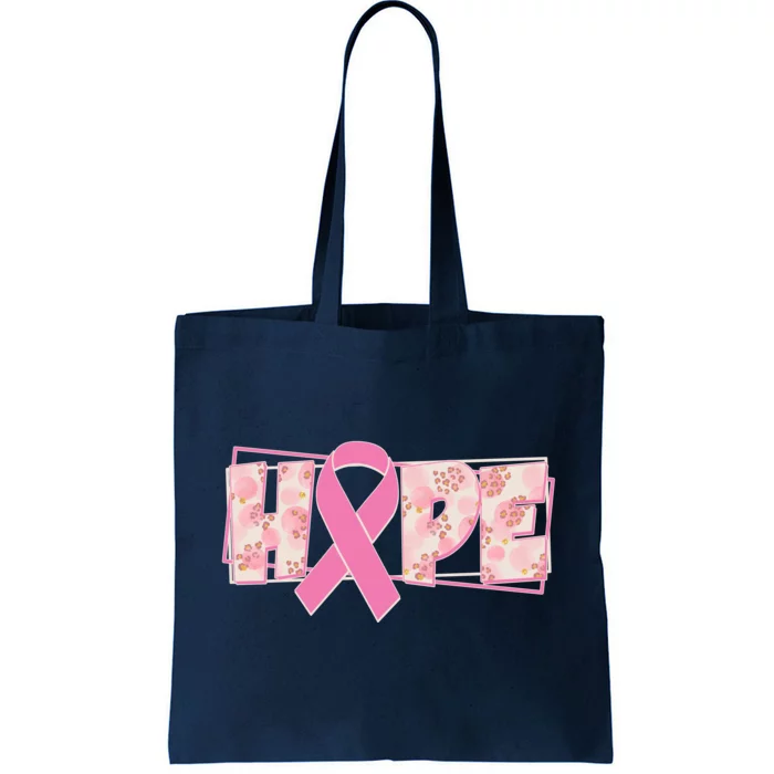 Breast Cancer Awareness Hope Leopard Print Tote Bag