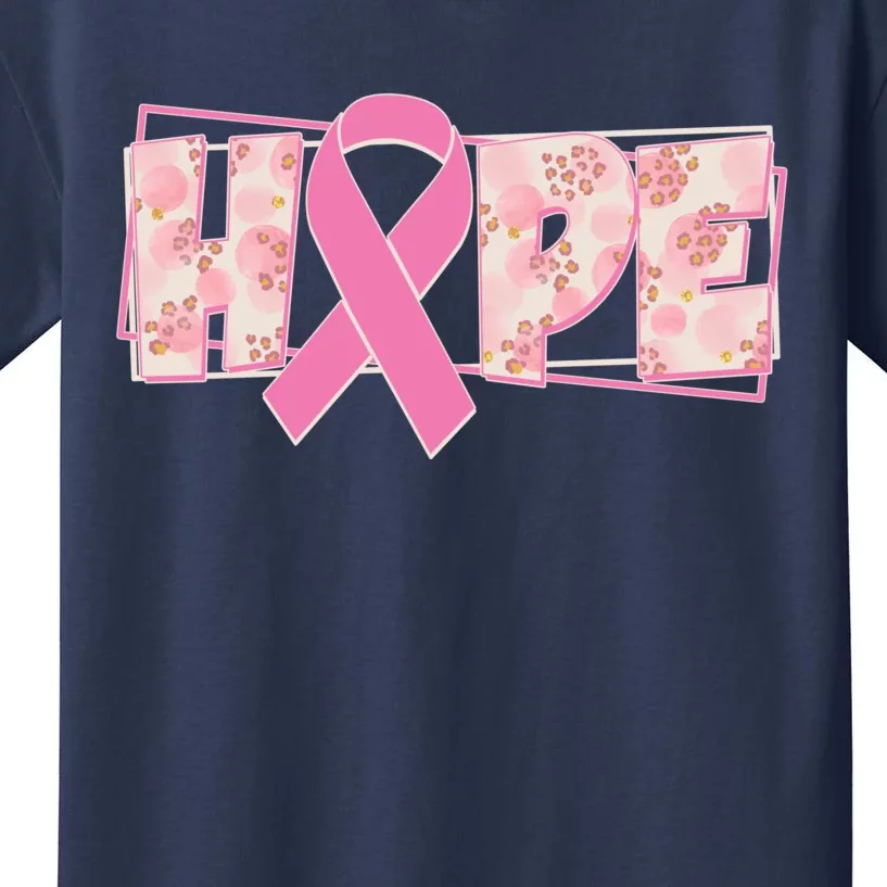 Breast Cancer Awareness Hope Leopard Print Kids T-Shirt