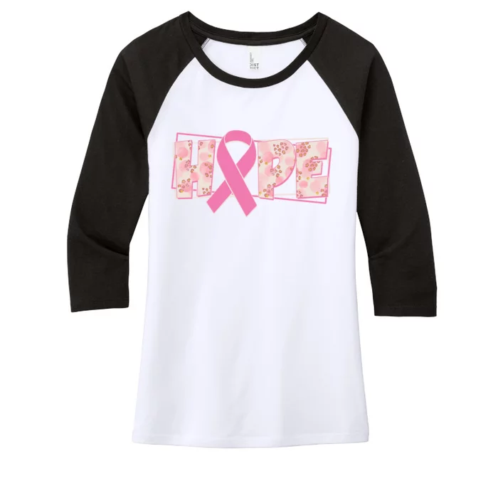 Breast Cancer Awareness Hope Leopard Print Women's Tri-Blend 3/4-Sleeve Raglan Shirt