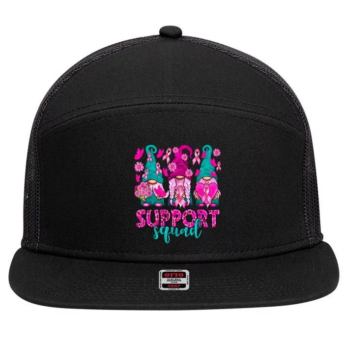 Breast Cancer Awareness For Gnomes Support Squad 7 Panel Mesh Trucker Snapback Hat