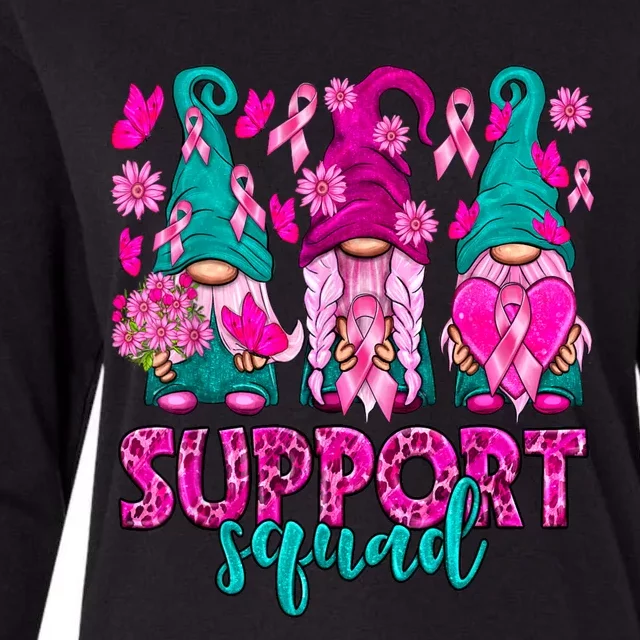 Breast Cancer Awareness For Gnomes Support Squad Womens Cotton Relaxed Long Sleeve T-Shirt