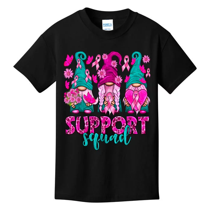 Breast Cancer Awareness For Gnomes Support Squad Kids T-Shirt