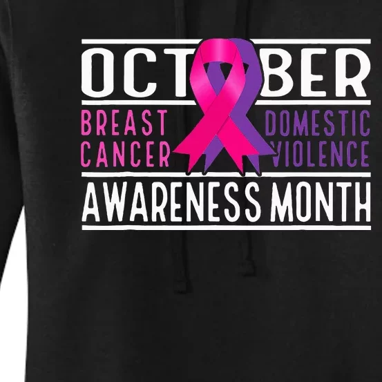 Breast Cancer And Domestic Violence Awareness Month Women's Pullover Hoodie