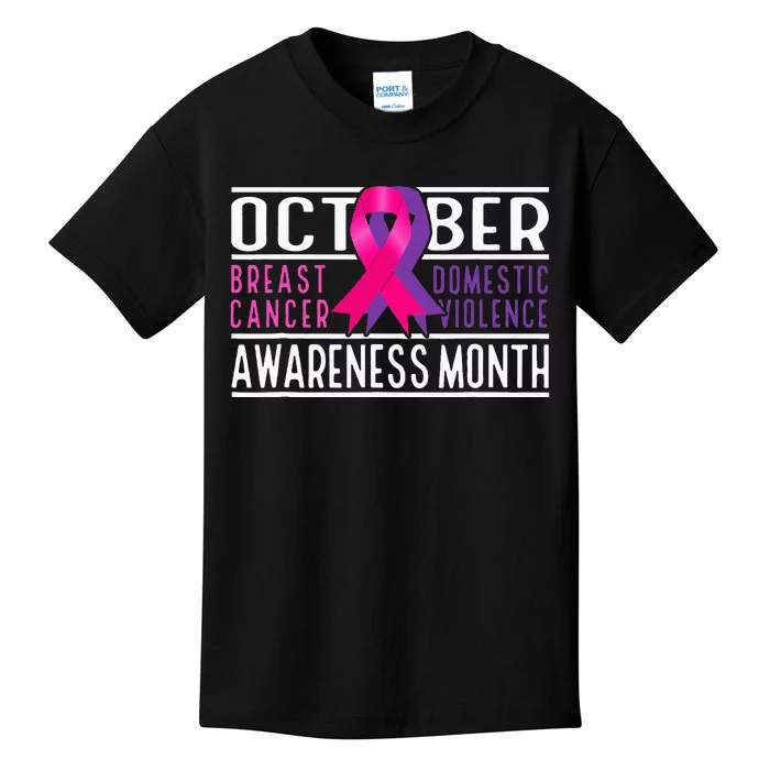 Breast Cancer And Domestic Violence Awareness Month Kids T-Shirt