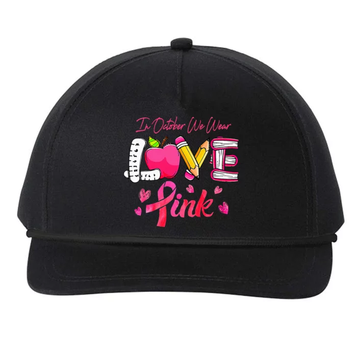 Breast Cancer Awareness Ribbon Teacher We Wear Snapback Five-Panel Rope Hat