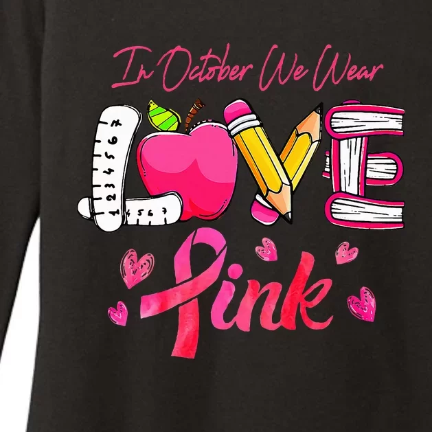 Breast Cancer Awareness Ribbon Teacher We Wear Womens CVC Long Sleeve Shirt