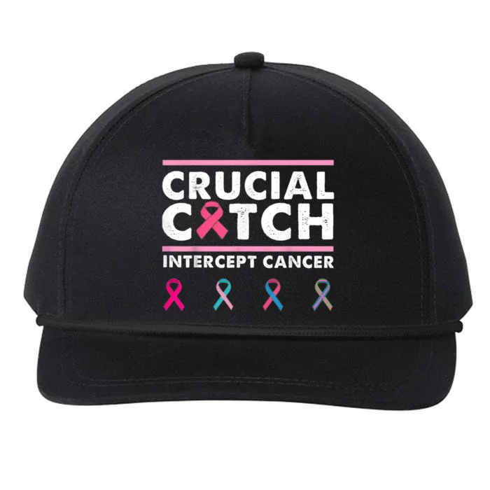 Breast Cancer Awareness Crucial A Catch Intercept Cancer Snapback Five-Panel Rope Hat