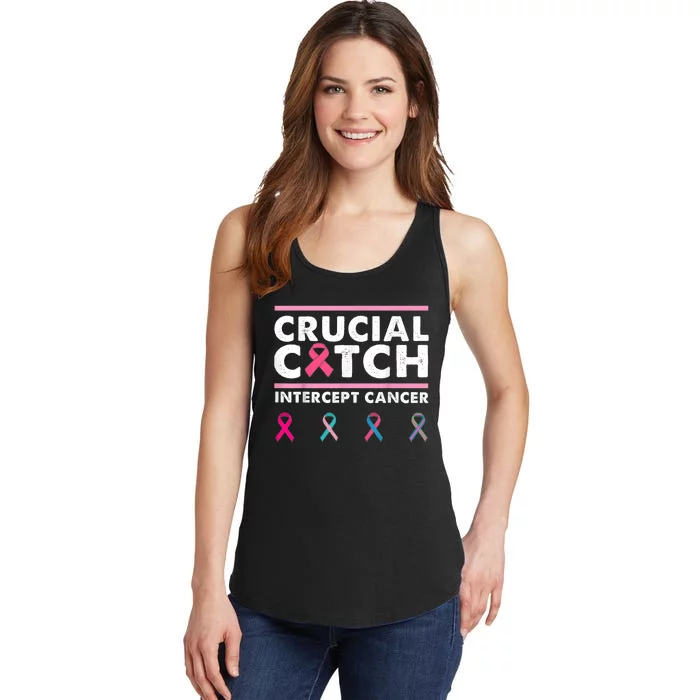 Breast Cancer Awareness Crucial A Catch Intercept Cancer Ladies Essential Tank