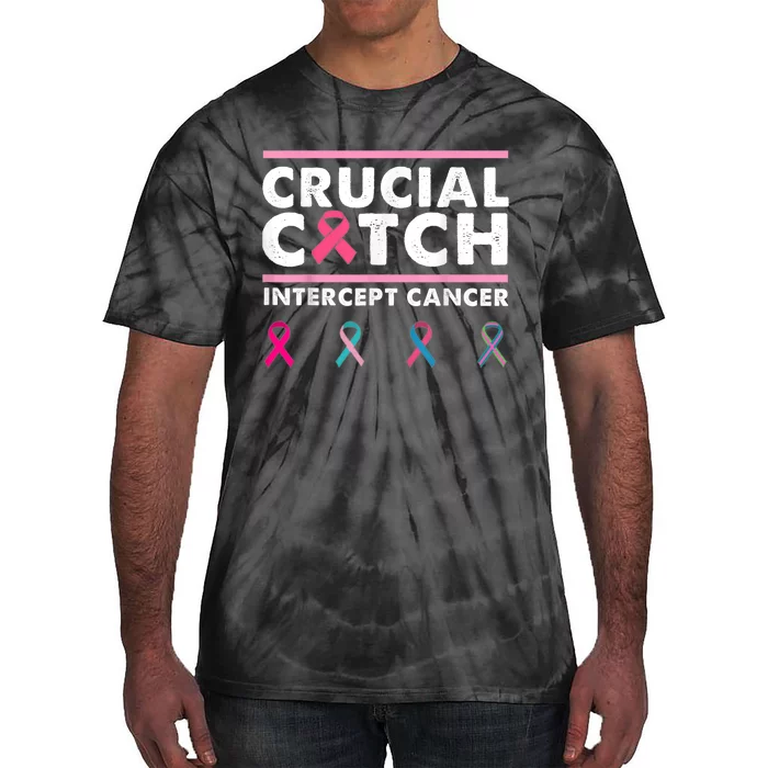 Breast Cancer Awareness Crucial A Catch Intercept Cancer Tie-Dye T-Shirt