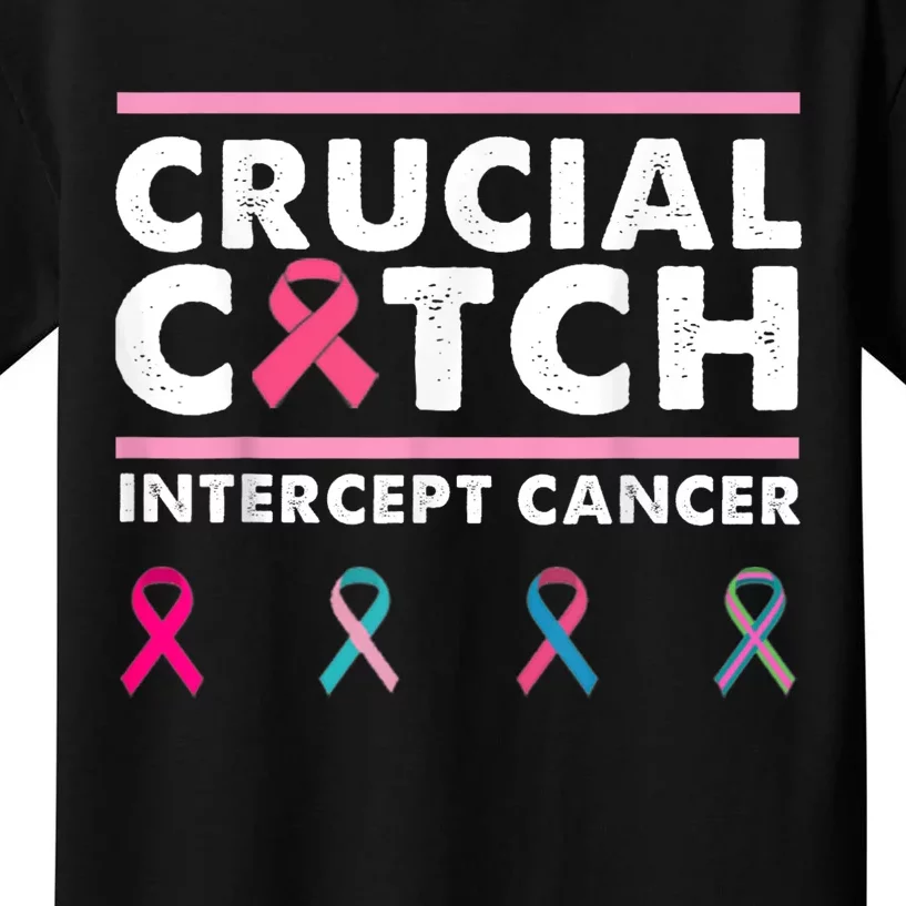 Breast Cancer Awareness Crucial A Catch Intercept Cancer Kids T-Shirt