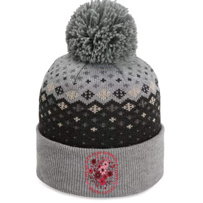 Blood Cancer Awareness Wildflower I Wear Red For Blood Cancer The Baniff Cuffed Pom Beanie