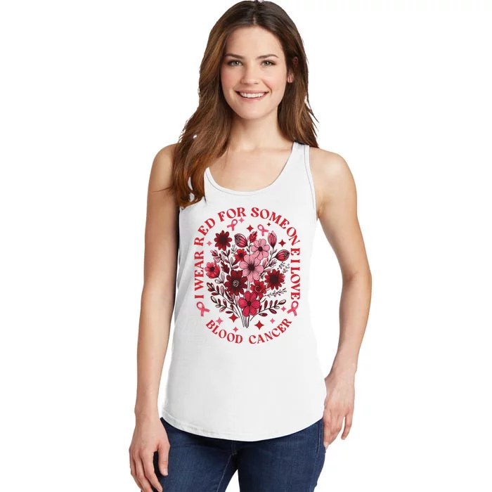 Blood Cancer Awareness Wildflower I Wear Red For Blood Cancer Ladies Essential Tank