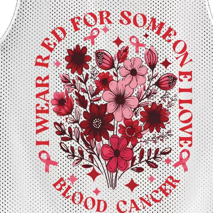 Blood Cancer Awareness Wildflower I Wear Red For Blood Cancer Mesh Reversible Basketball Jersey Tank