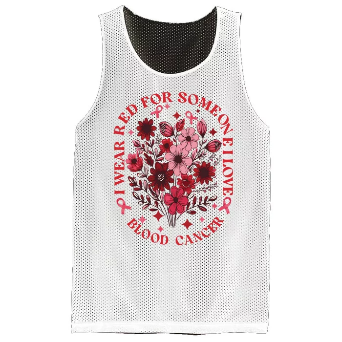 Blood Cancer Awareness Wildflower I Wear Red For Blood Cancer Mesh Reversible Basketball Jersey Tank