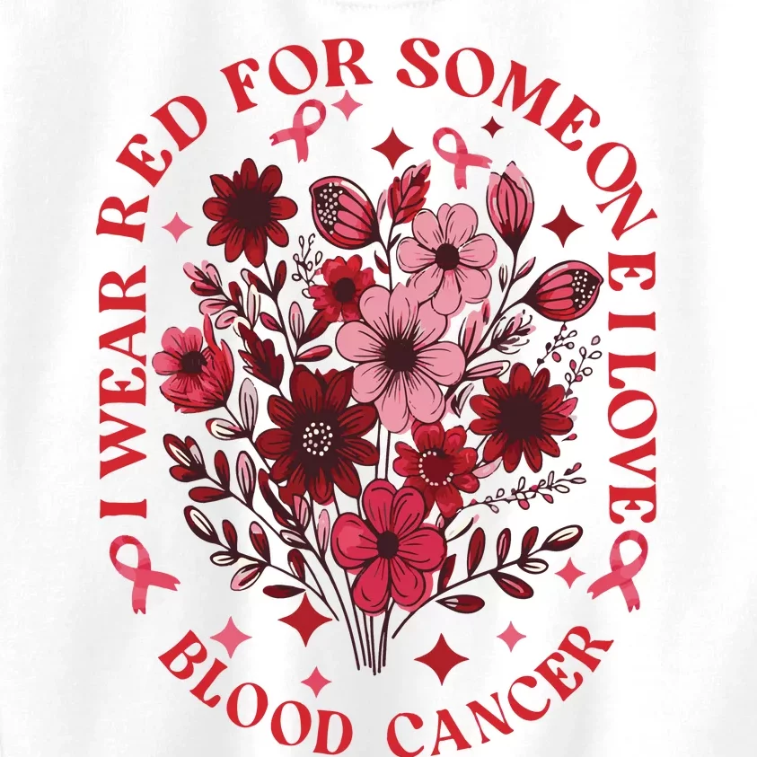 Blood Cancer Awareness Wildflower I Wear Red For Blood Cancer Kids Sweatshirt