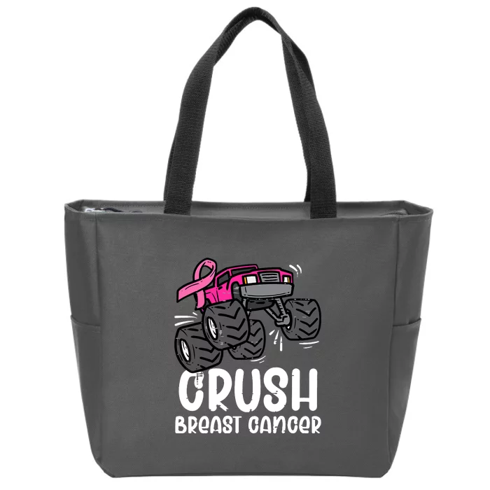 Breast Cancer Awareness Monster Truck Pink Ribbon Gift Zip Tote Bag