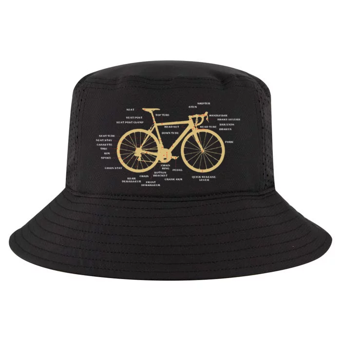 Bicycle Cycling Anatomy Road Bike Parts Biking Cyclist Cool Comfort Performance Bucket Hat