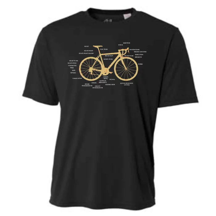 Bicycle Cycling Anatomy Road Bike Parts Biking Cyclist Cooling Performance Crew T-Shirt