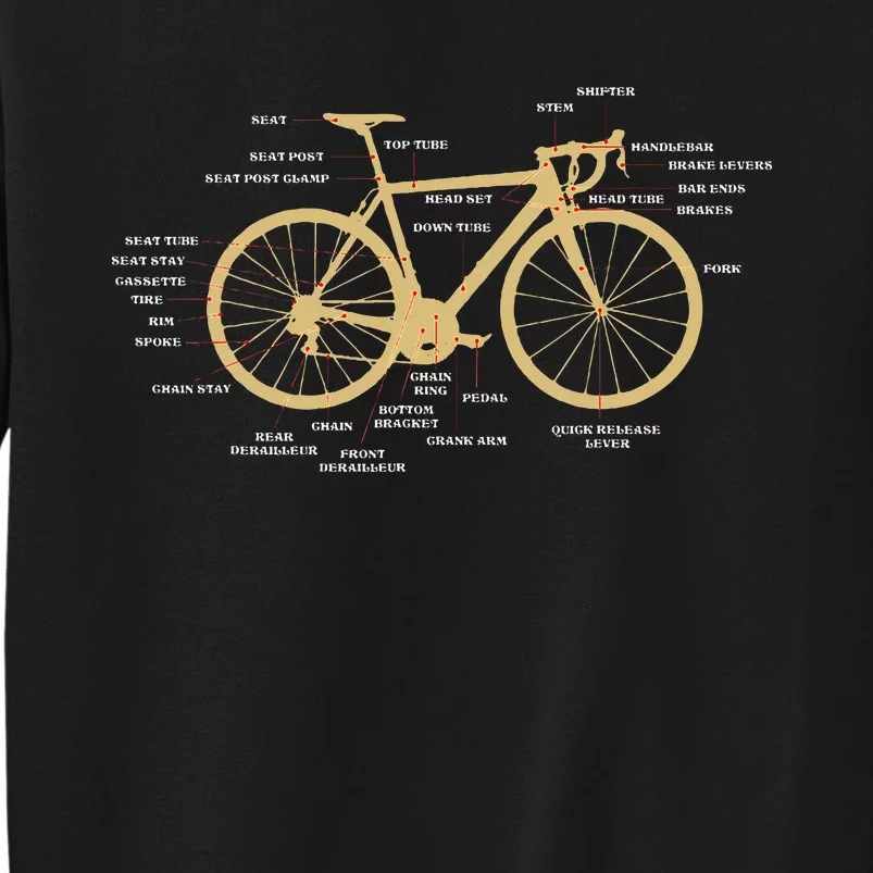 Bicycle Cycling Anatomy Road Bike Parts Biking Cyclist Sweatshirt