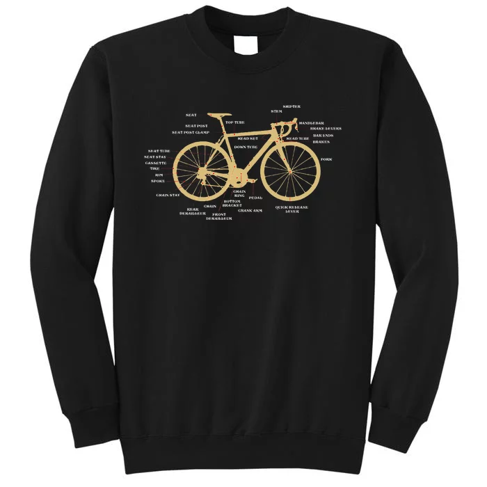 Bicycle Cycling Anatomy Road Bike Parts Biking Cyclist Sweatshirt