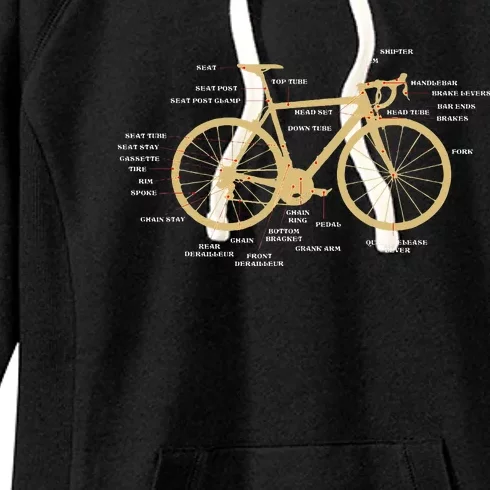 Bicycle Cycling Anatomy Road Bike Parts Biking Cyclist Women's Fleece Hoodie